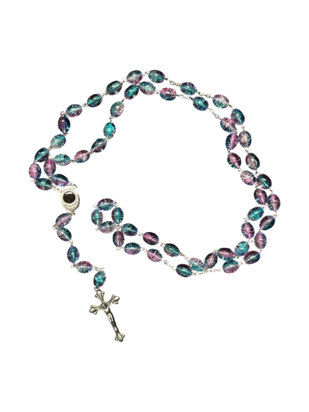 Purple and Teal crystal Rosary