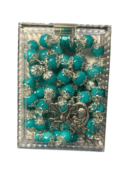 Teal Coral Rosary