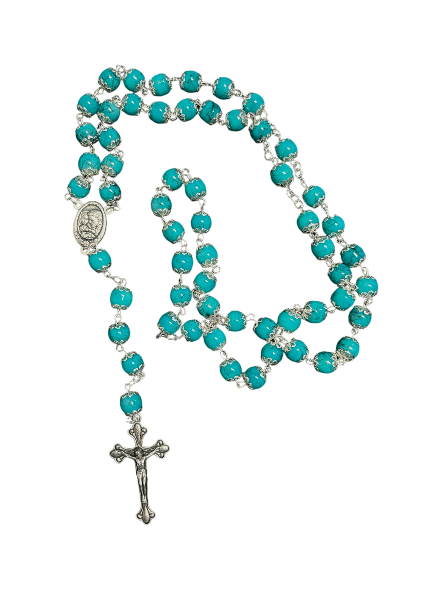 Teal Coral Rosary